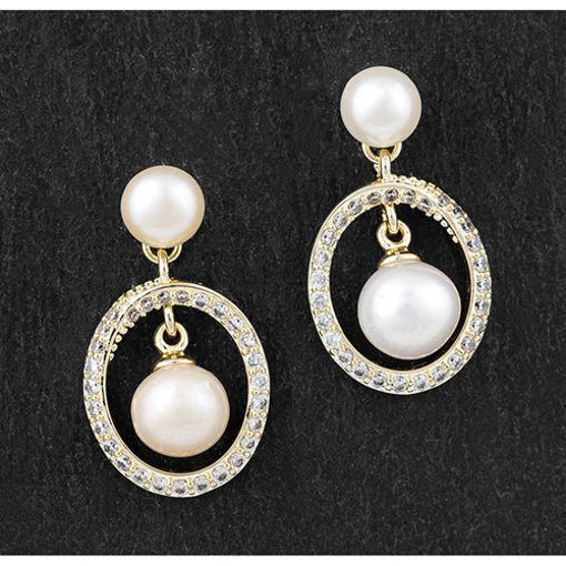 Picture of PEARL IN GOLD PLATED OVAL EARRINGS